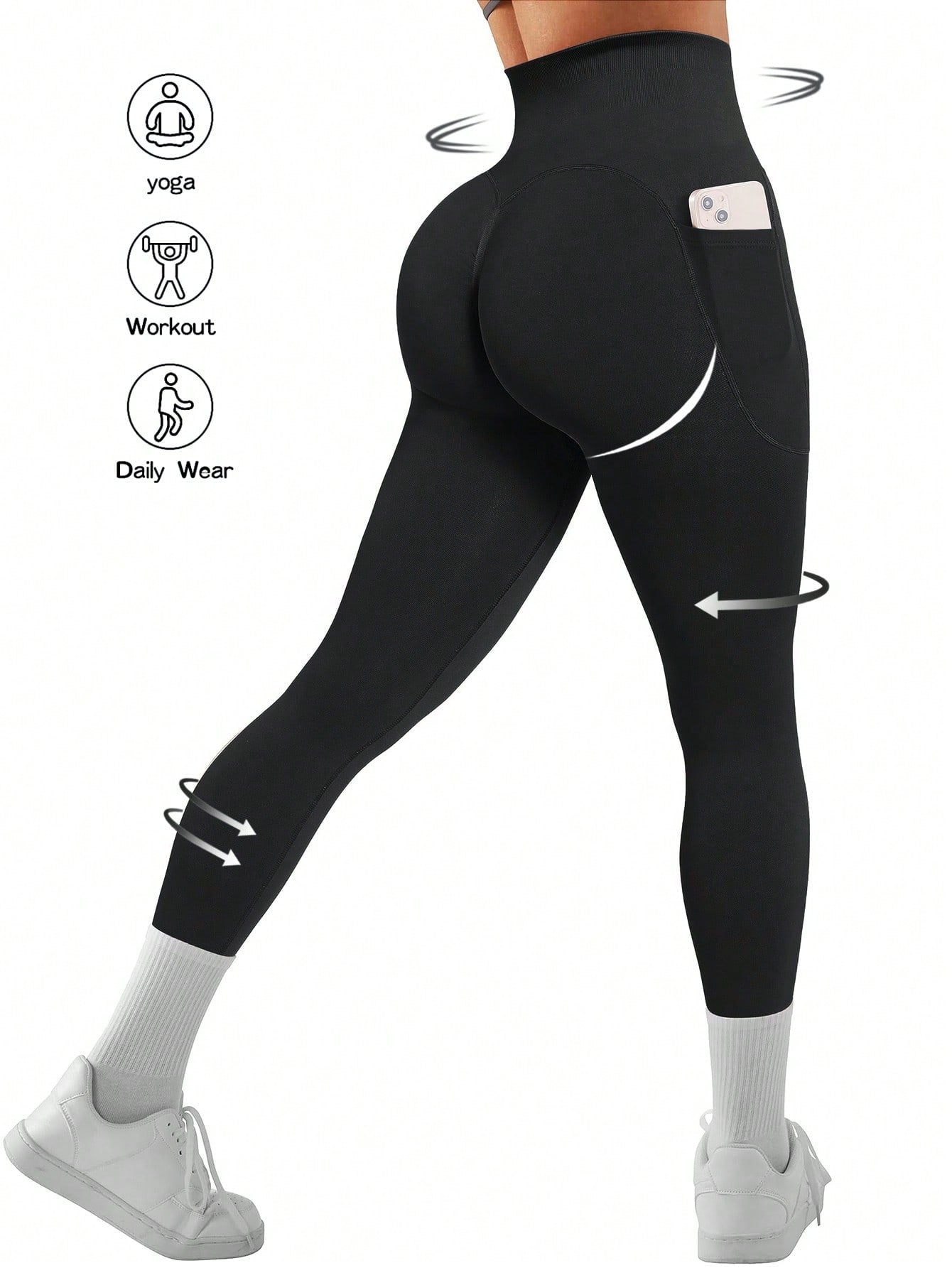 Running Women'S High Elastic Seamless Sports Leggings With Pockets For Workout