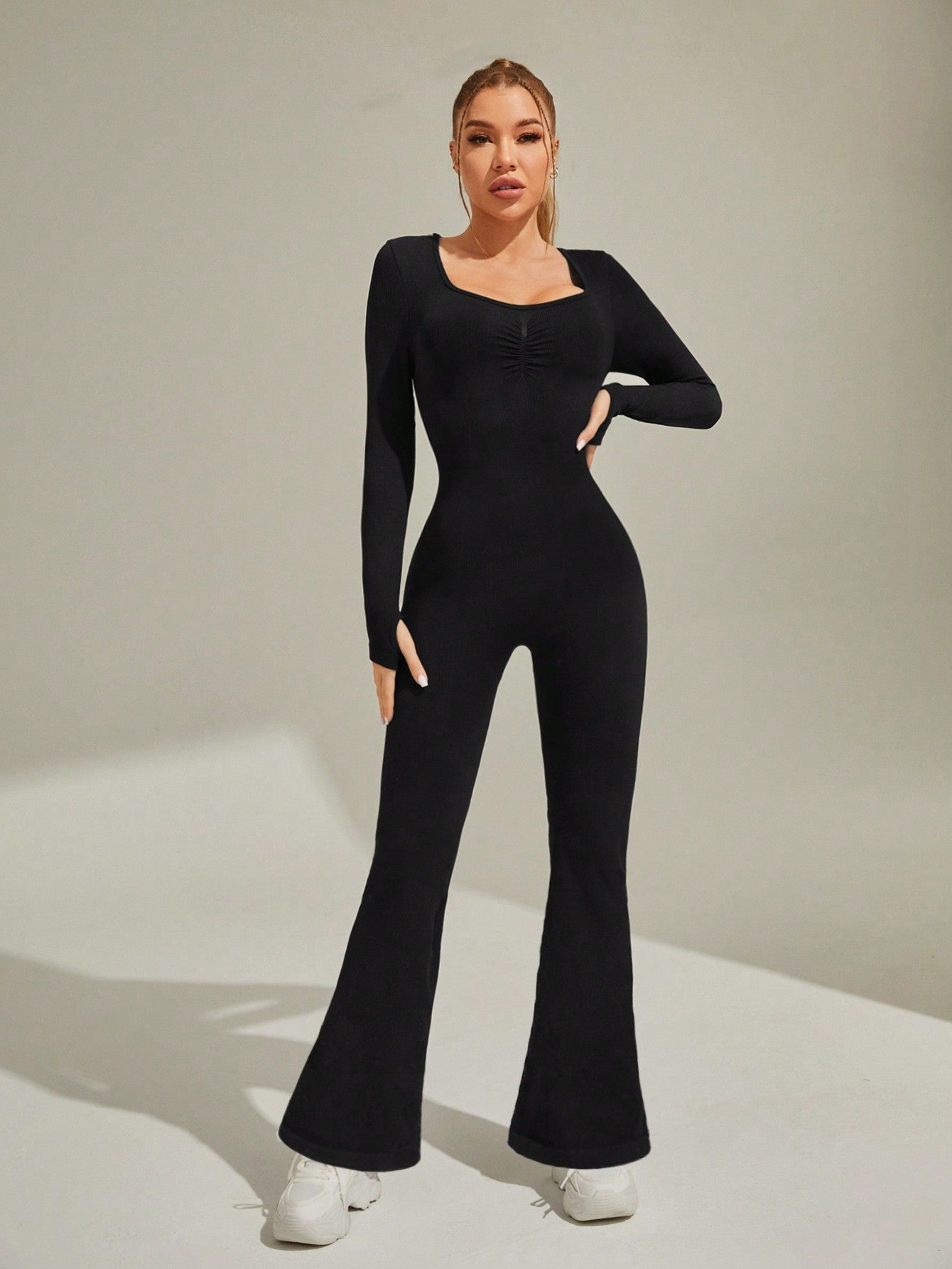 Solid Color Slim Fit Seamless Sport Jumpsuit