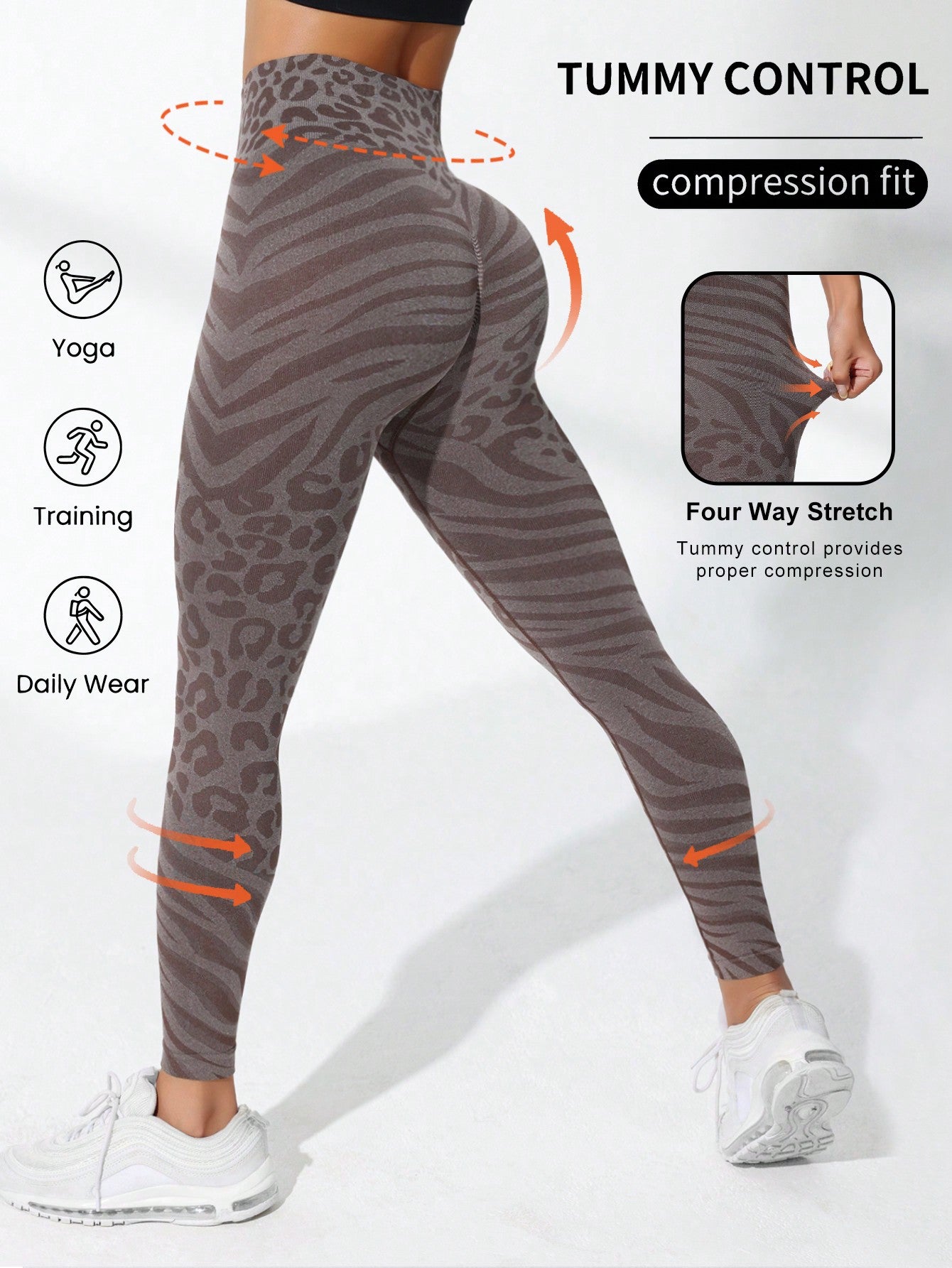 Yoga Basic Yoga Leggings Seamless High Stretch Tummy Control Wide Waistband Sports Tights