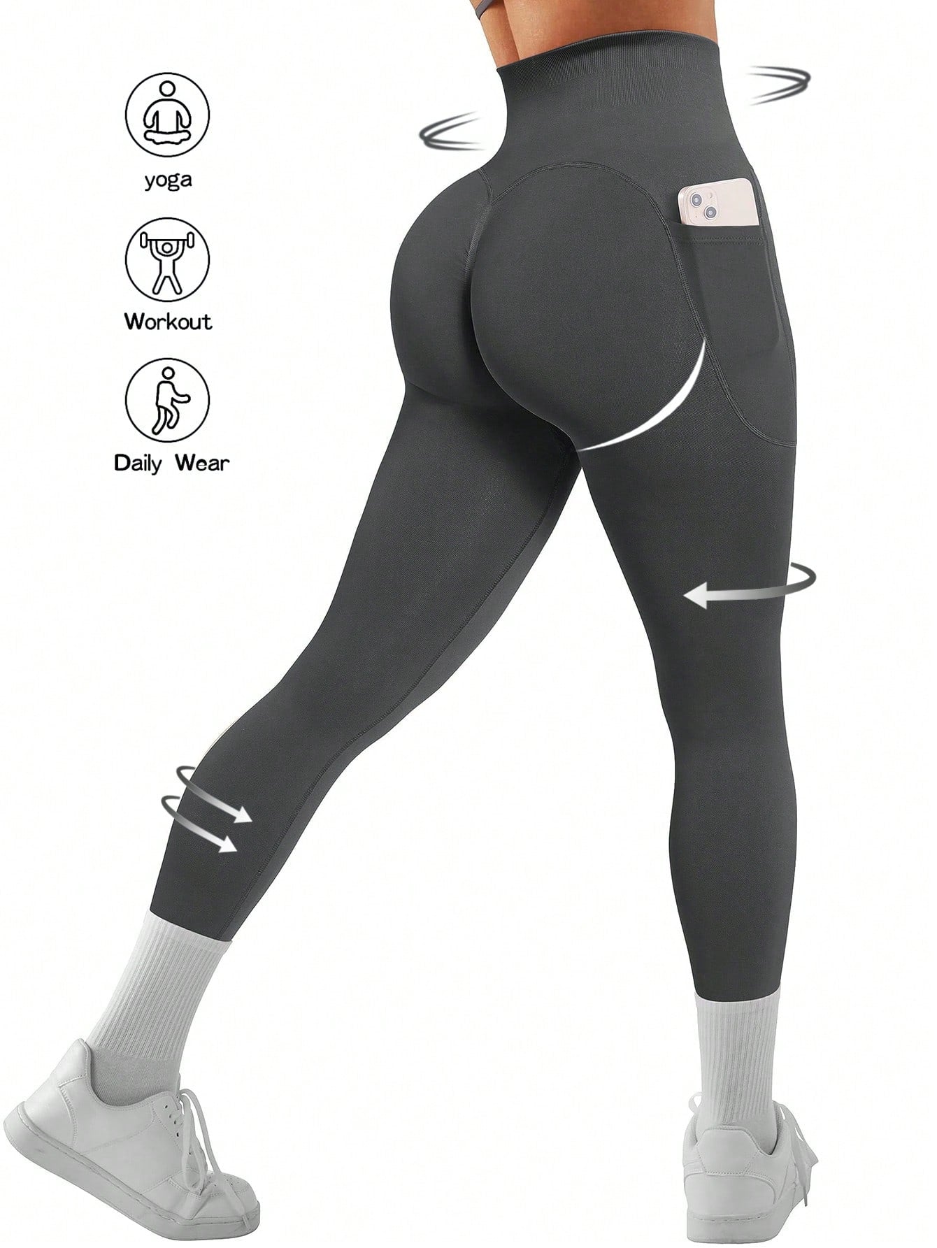 Running Women'S High Elastic Seamless Sports Leggings With Pockets For Workout