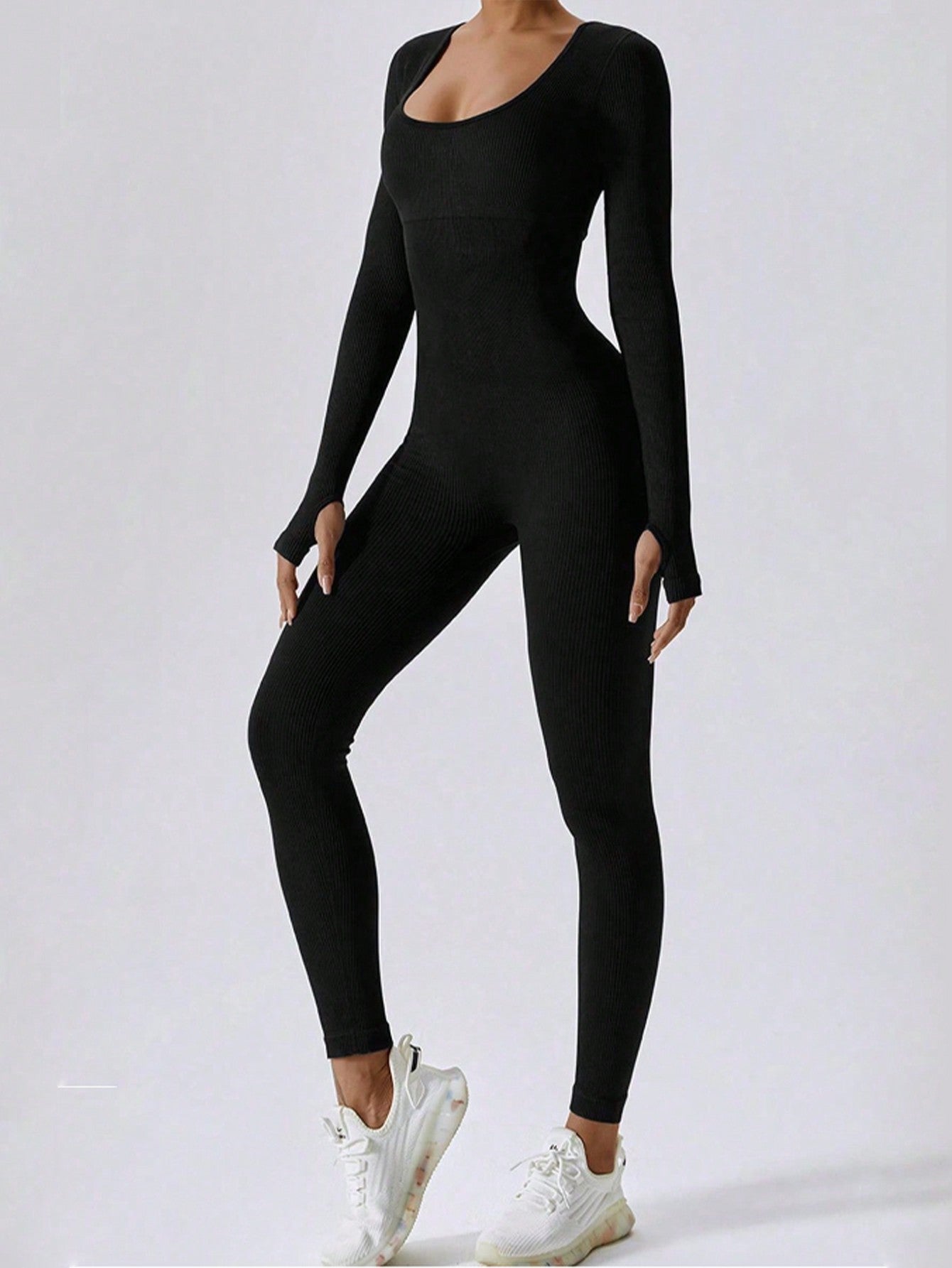 Solid Color Slim Fit Seamless Sport Jumpsuit