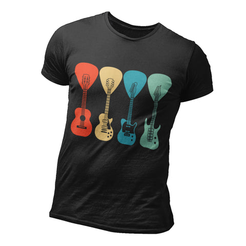 6TN Funny Guitar T Shirt Colourful Plectrums and Guitars Design