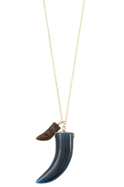 Elongated double horn pendant necklace - Keep It Tees Shop
