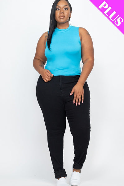 Plus Size Mock Neck Cropped Top - Keep It Tees Shop