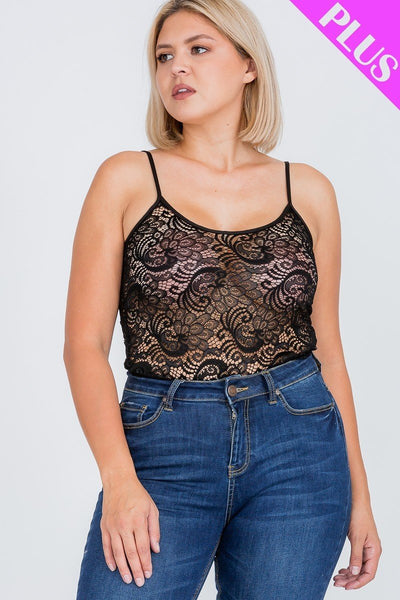 Plus Size Lace Cami Bodysuit - Keep It Tees Shop