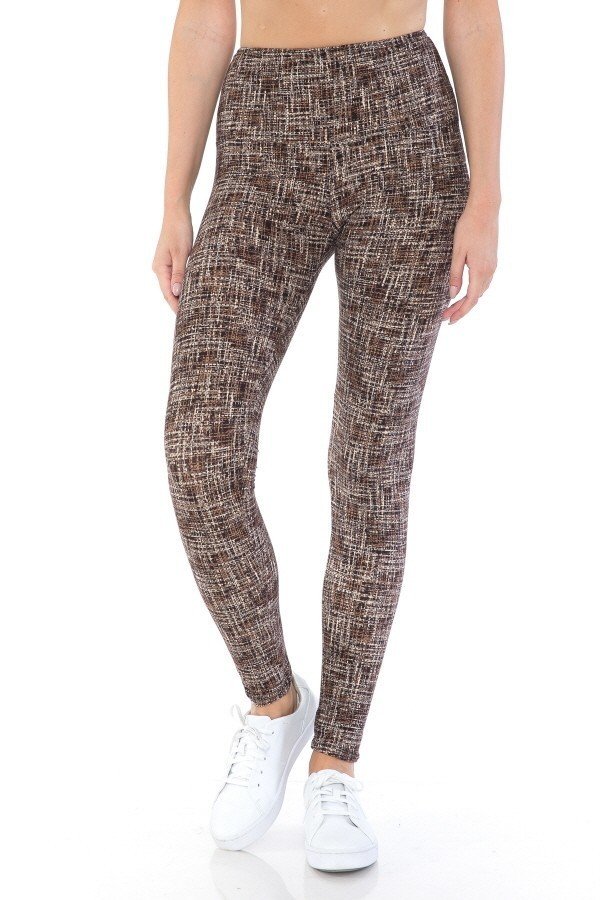 Yoga Style Banded Lined Multi Printed Knit Legging With High Waist - K I T S H O P 