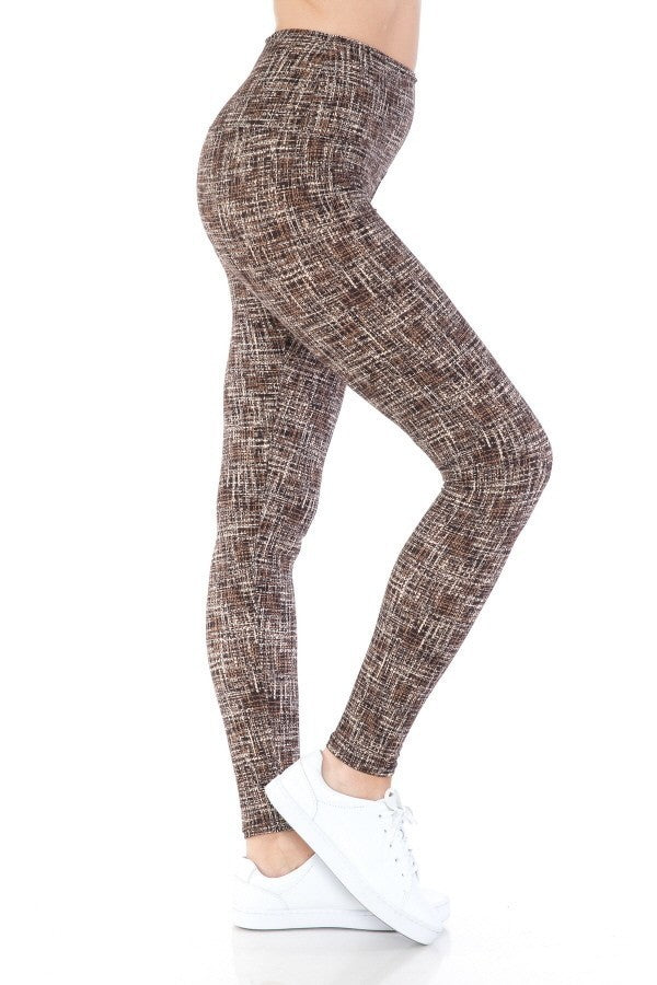 Yoga Style Banded Lined Multi Printed Knit Legging With High Waist - K I T S H O P 