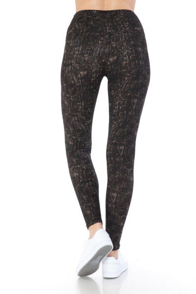 Yoga Style Banded Lined Multi Printed Knit Legging With High Waist