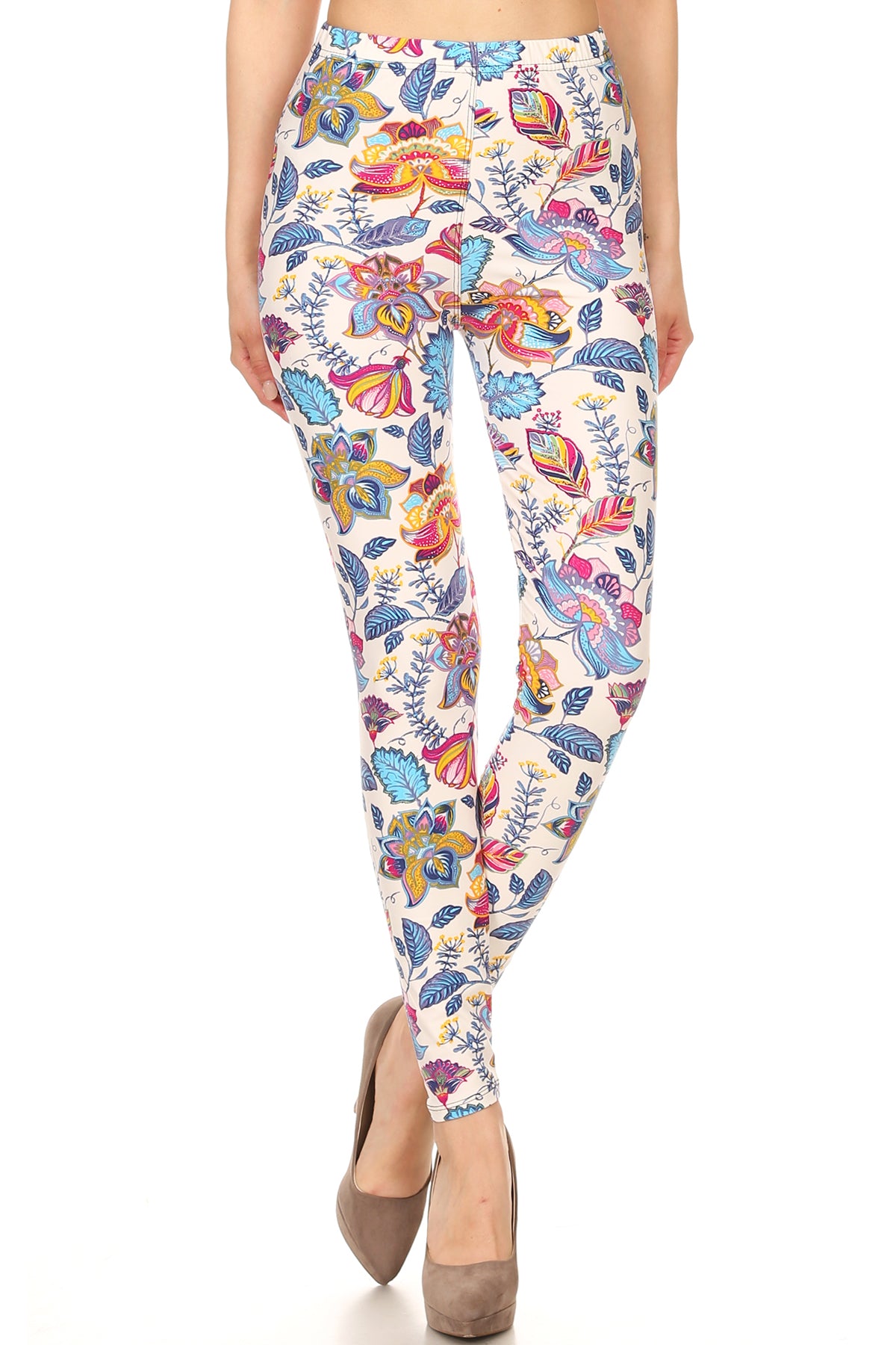 Floral Printed Lined Knit Legging With Elastic Waistband - K I T S H O P 