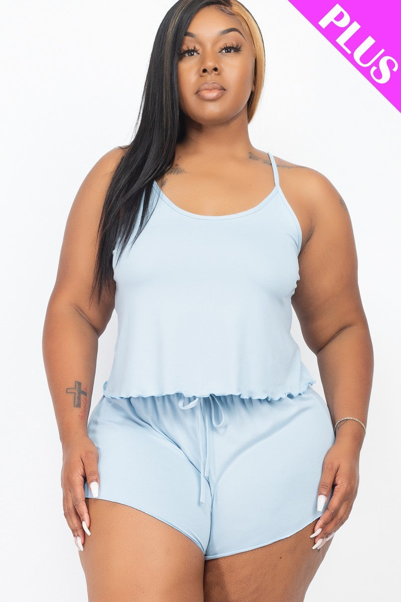 Plus Size Cami Top And Shorts Set