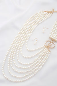 Double Pearl Bead Layered Necklace