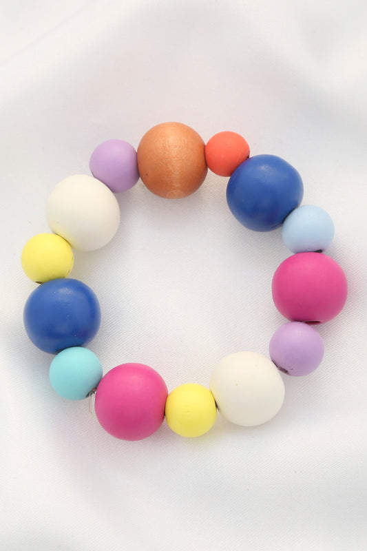 Colorful Wood Bead Bracelet Set